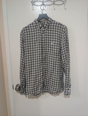 Todd Snyder Grey Check Linen Button Down Shirt